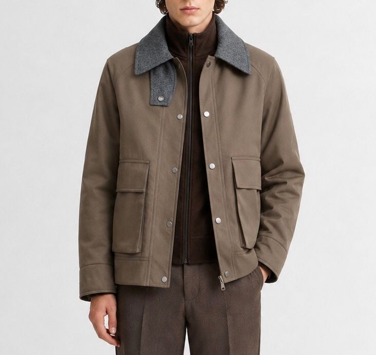Utility Field Jacket with Contrast Collar