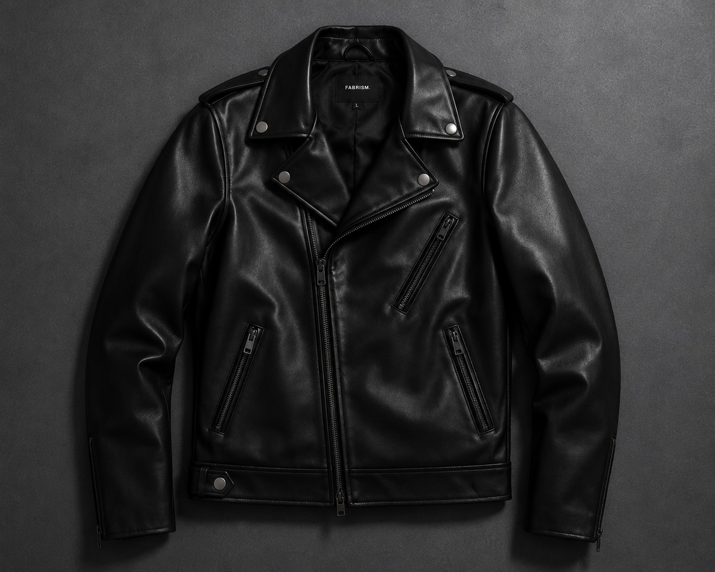 Fabrism Classic Asymmetric Biker Jacket – All Black